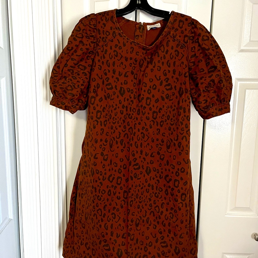 Leopard denim shift dress